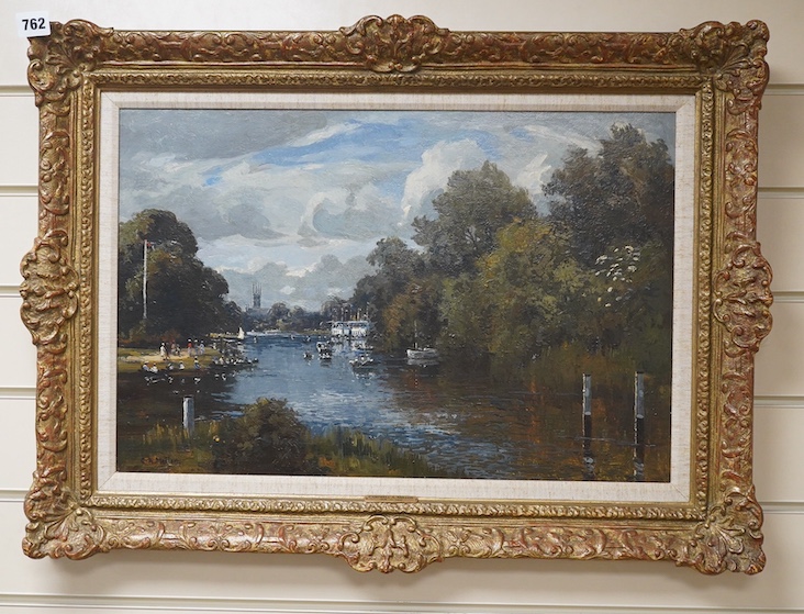 Campbell Archibald Mellon (1876-1955), oil on canvas, Hampton on Thames, signed, applied plaque to the frame, 34 x 52cm. Condition - good